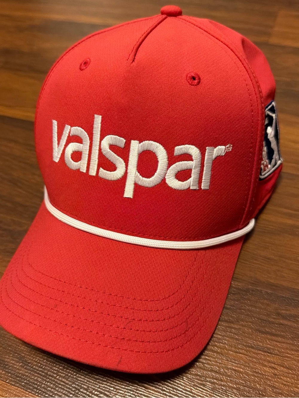 PGA Tour Red Valspar Logo Baseball Cap with White Trim